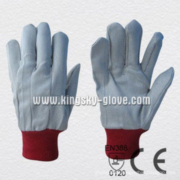 Polyester Knit Wrist Drill Cotton Work Gloves-2100. Rd